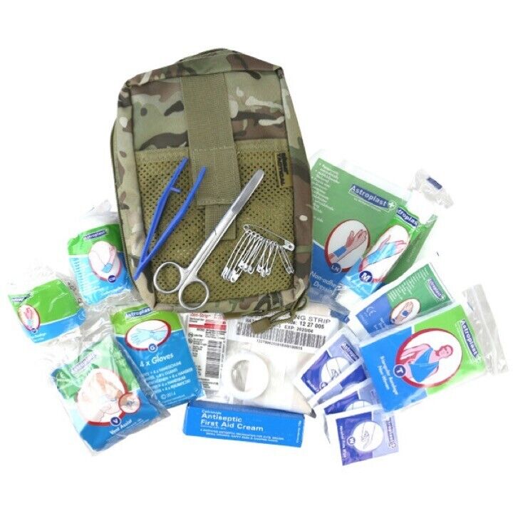 DELUXE ARMY FIRST AID KIT MEDIC POUCH SURVIVAL DRESSING BANDAGE ...