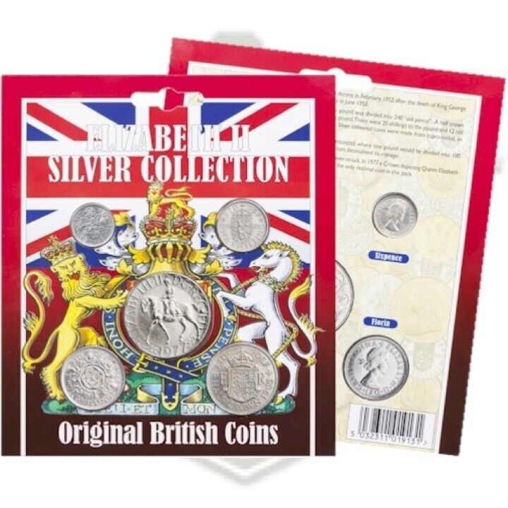 ELIZABETH II ORIGINAL SILVER BRITISH COIN SET | 5PC COLLECTORS ...