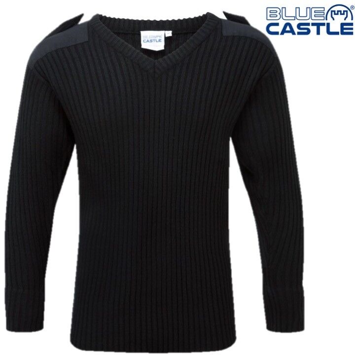 Variation-of-Blue-Castle-Army-RAF-Sea-Cadet-V-Neck-Pullover-Jumper-Mens-Military-Security-326086016312-1b91
