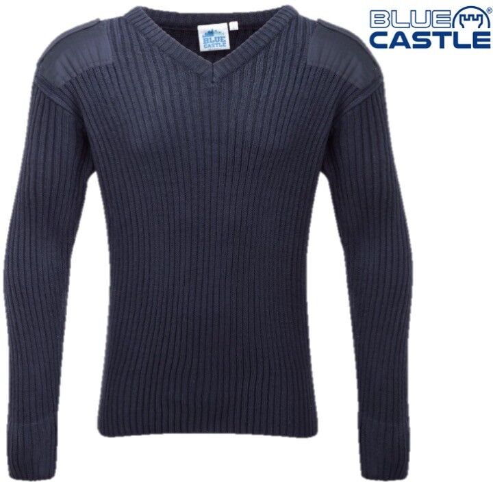 Variation-of-Blue-Castle-Army-RAF-Sea-Cadet-V-Neck-Pullover-Jumper-Mens-Military-Security-326086016312-f4ee