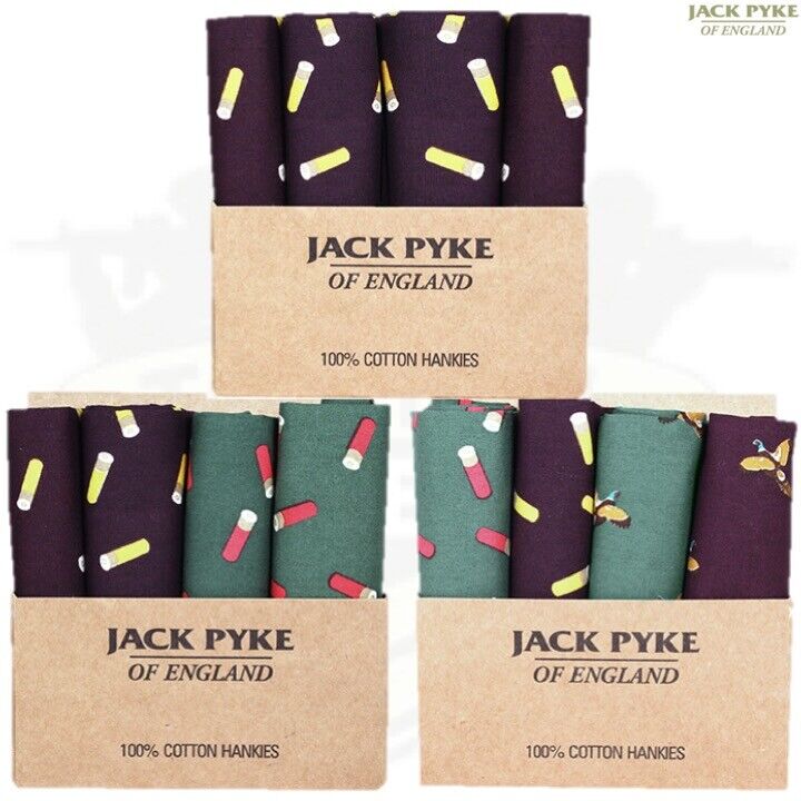 CLEARANCE JACK PYKE CARTRIDGE HANKIES 4 PACK 100% COTTON MENS SUIT GIFT ...