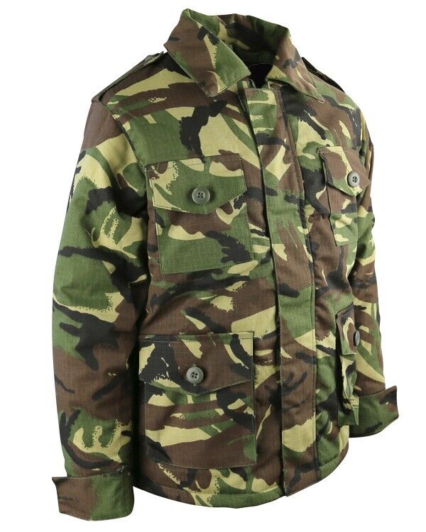 BOYS-ARMY-OUTFIT-TROUSERS-T-SHIRT-PADDED-COAT-CAP-DOG-TAGS-PAINT-KIDS-DPM-CAMO-325807194734-2