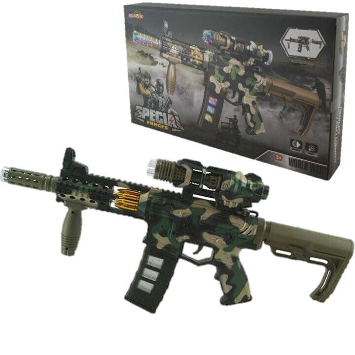 KIDS Camo M4 SNIPER RIFLE TOY GUN LIGHTS SOUND VIBRATION BOYS ARMY ...