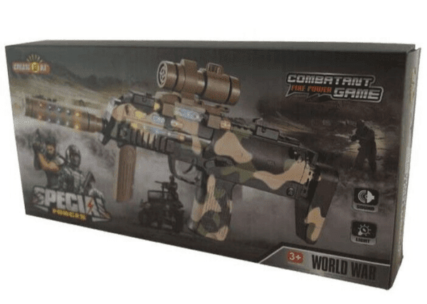 thumbnail interactive-video image 1 of Kombat UK Kids MP7 Camo Sniper Rifle Toy Gun With Lights, Sounds & Vibration – Army Soldier Toy For Boys 1 of 6