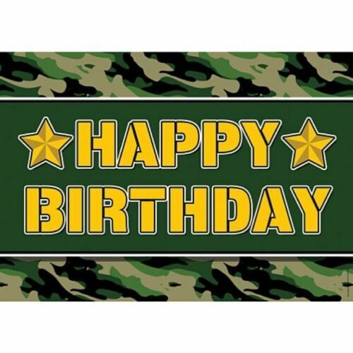 BOYS ARMY BIRTHDAY DECORATION A3 CAMOUFLAGE POSTER BANNER MILITARY ...