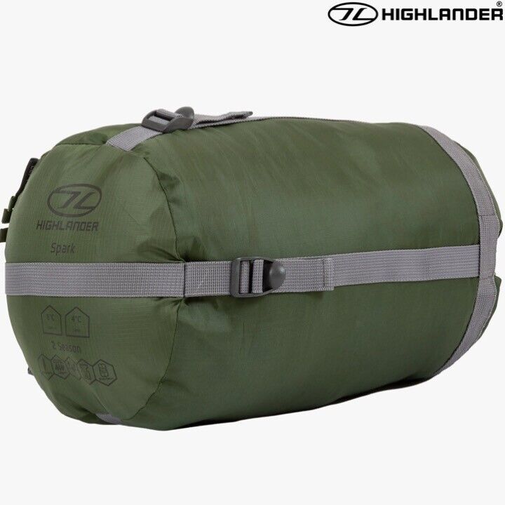 Highlander-Phoenix-Spark-150-SLEEPING-BAG-Lightweight-2-SEASON-CAMPNG-ARMY-GREEN-325745964957-11