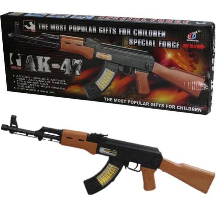 KIDS AK47 SNIPER RIFLE TOY GUN LIGHTS SOUND VIBRATION BOYS ARMY SOLDIER ...