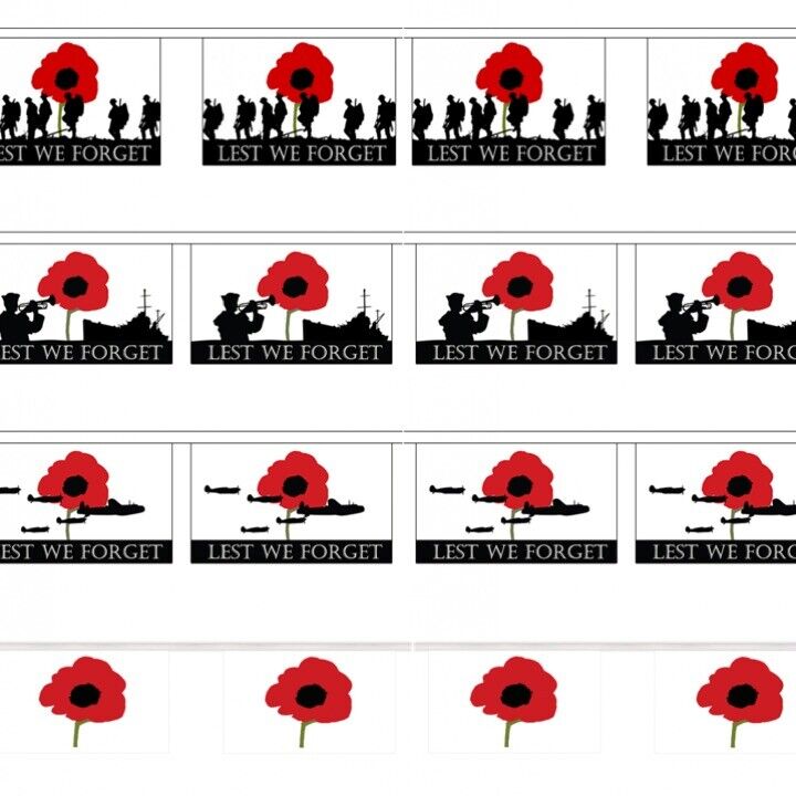 MILITARY BRITISH ARMY LEST WE FORGET POPPY BUNTING 3m 9m RAF ...